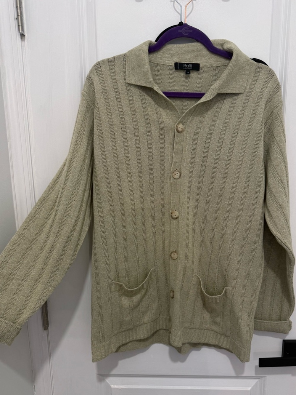 Raffi Linea Uomo Made in Italy Knit Collar Cardigan